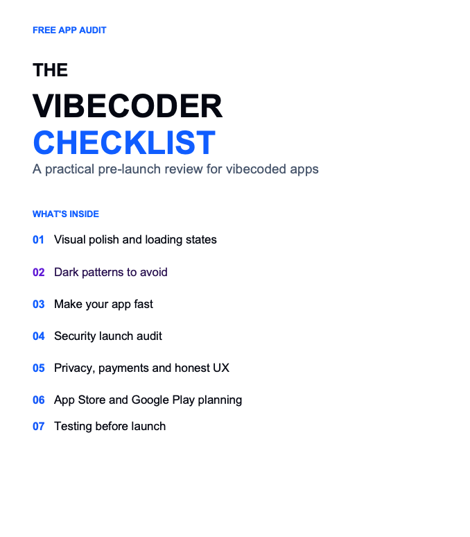 Preview of the 10-page Vibecoder Checklist